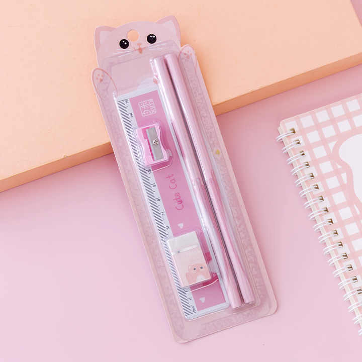 International Children's Day gifts girls stationery set pencil eraser pencil sharpener ruler 5 in 1 study stationery sets