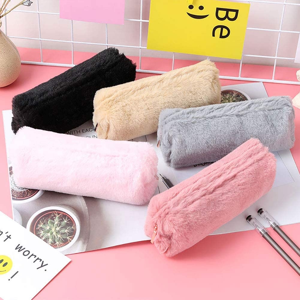Hot Sale Pencil Case Student Pen Pouch Bag Girl Cute Plush Fuzzy Pencil Case Pink Makeup Pouch for Women