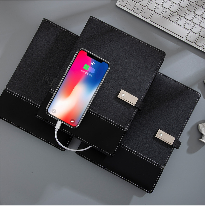 Custom Logo business gift 16G USB smart notebook A5 8000mah powerbank wireless charger notebook with powerbank ready ship