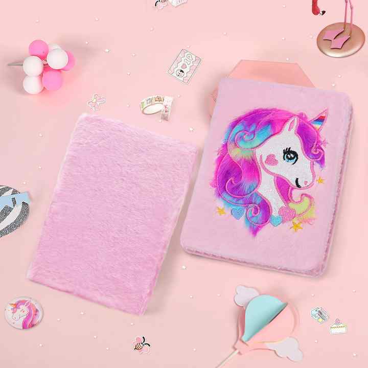 A5 Plush Unicorn Notebook Cyiecw Magic Diary Girls Lovely Unicorn Fluffy Notebook Birthday Birthday Christmas Gifts for Girls