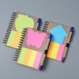 Creative PP Cover Spiral Notebook Custom LOGO Sticker Kraft Paper Note Book with Pen