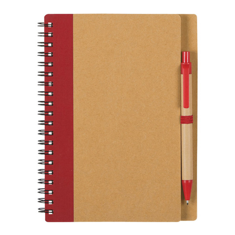 kraft paper cover travelers notebook custom sticky notes student class spiral note book with paper ballpoint pen