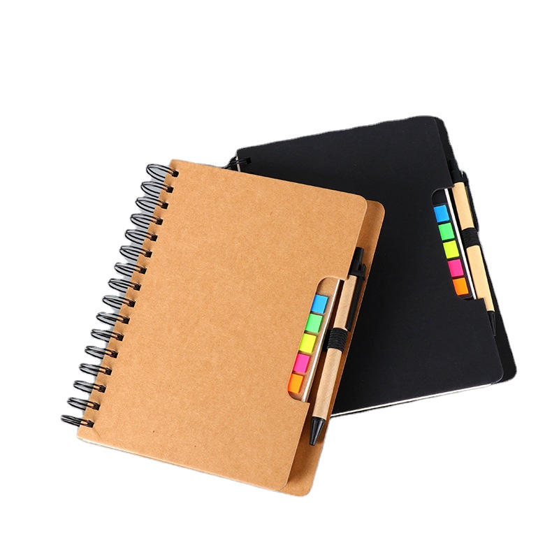 Personalized Memo Sticky Notes Notebook A6 Flag Kraft Paper Notebook custom Notepads with pen and sticky notes